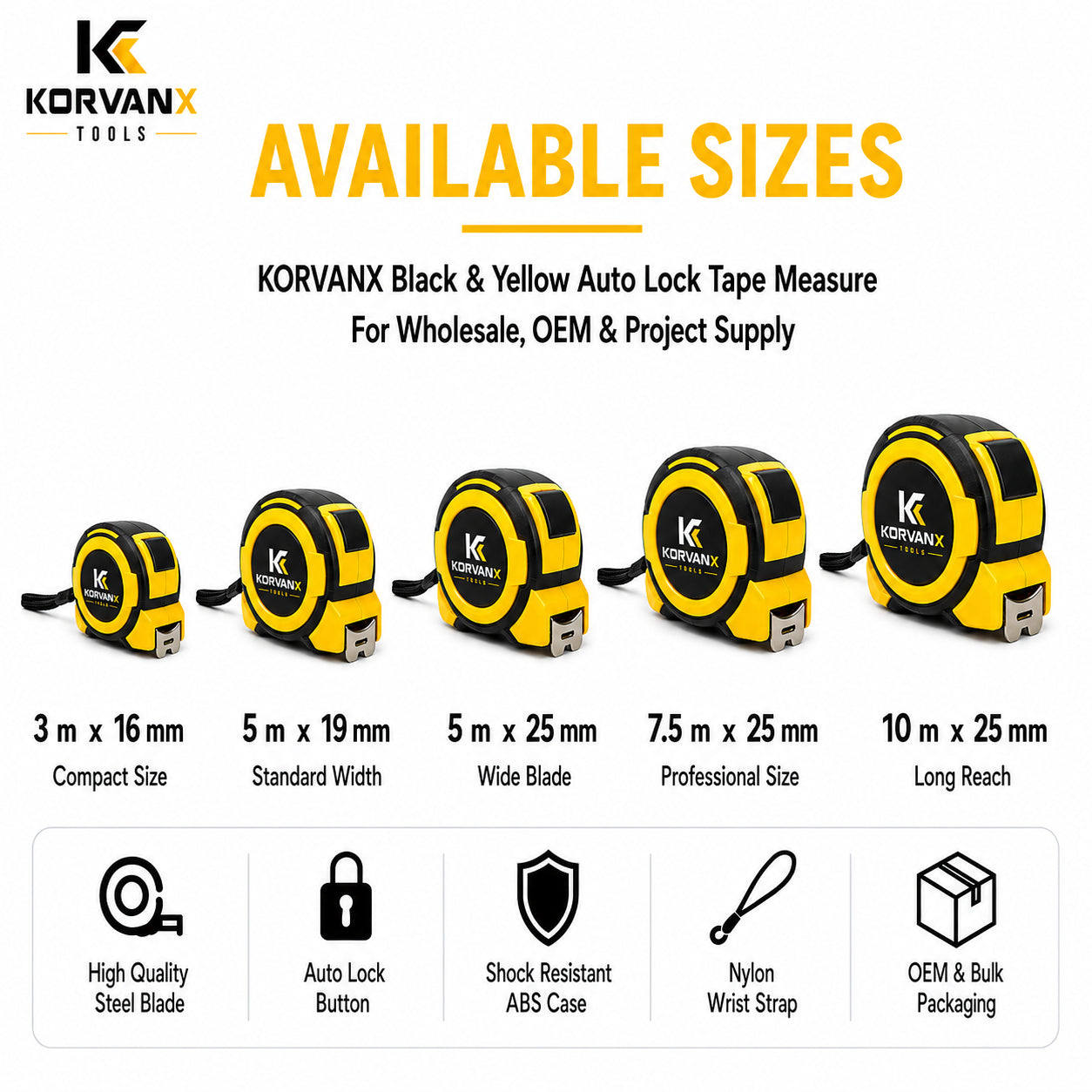 KORVANX Heavy Duty Steel Tape Measure