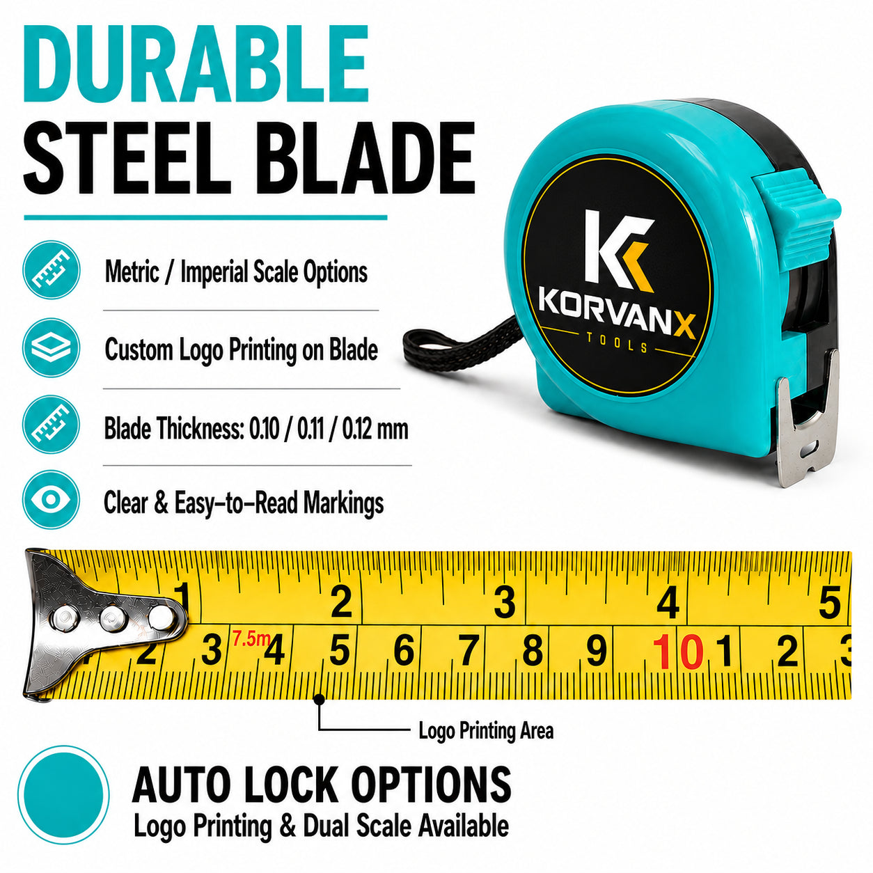 KORVANX Color Case Steel Tape Measure