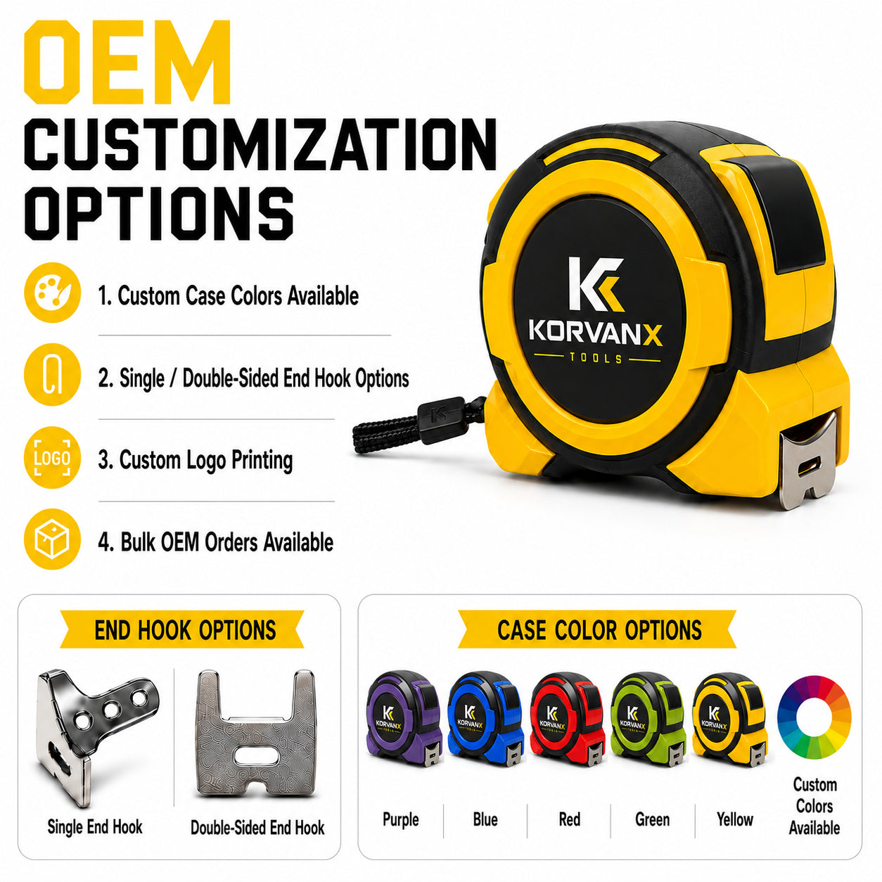 KORVANX Heavy Duty Steel Tape Measure