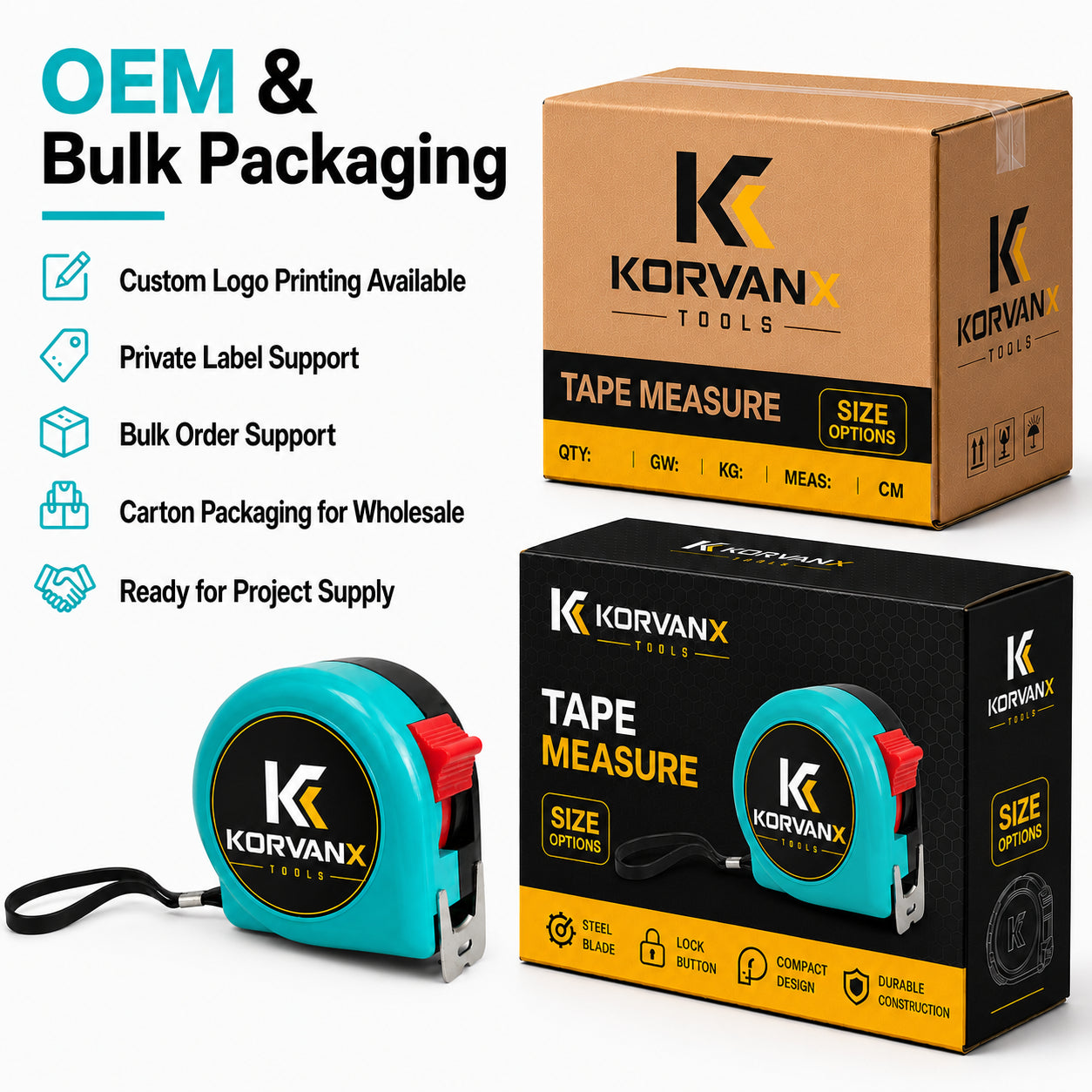 KORVANX Color Case Steel Tape Measure