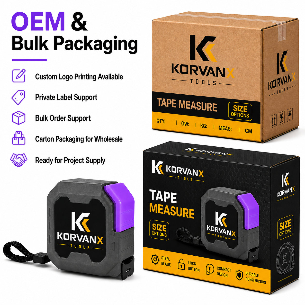 KORVANX Self-Lock Steel Tape Measure