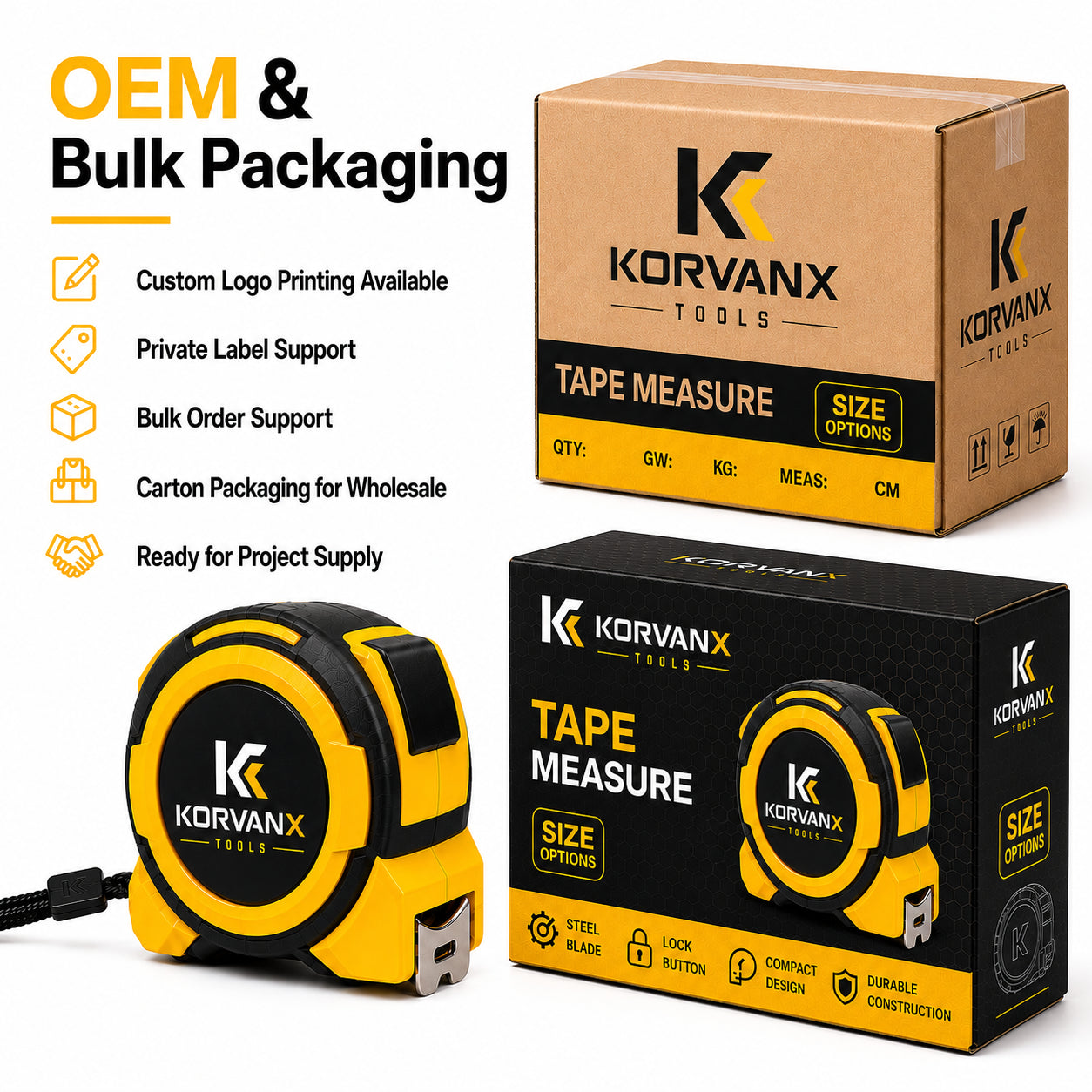KORVANX Heavy Duty Steel Tape Measure