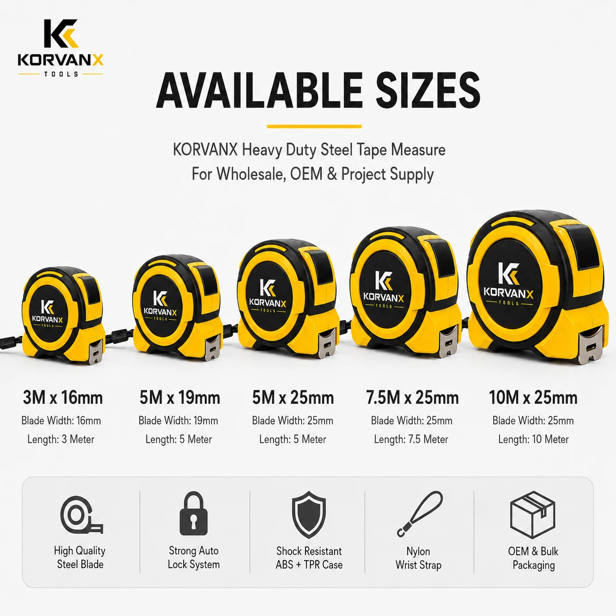 KORVANX Heavy Duty Steel Tape Measure