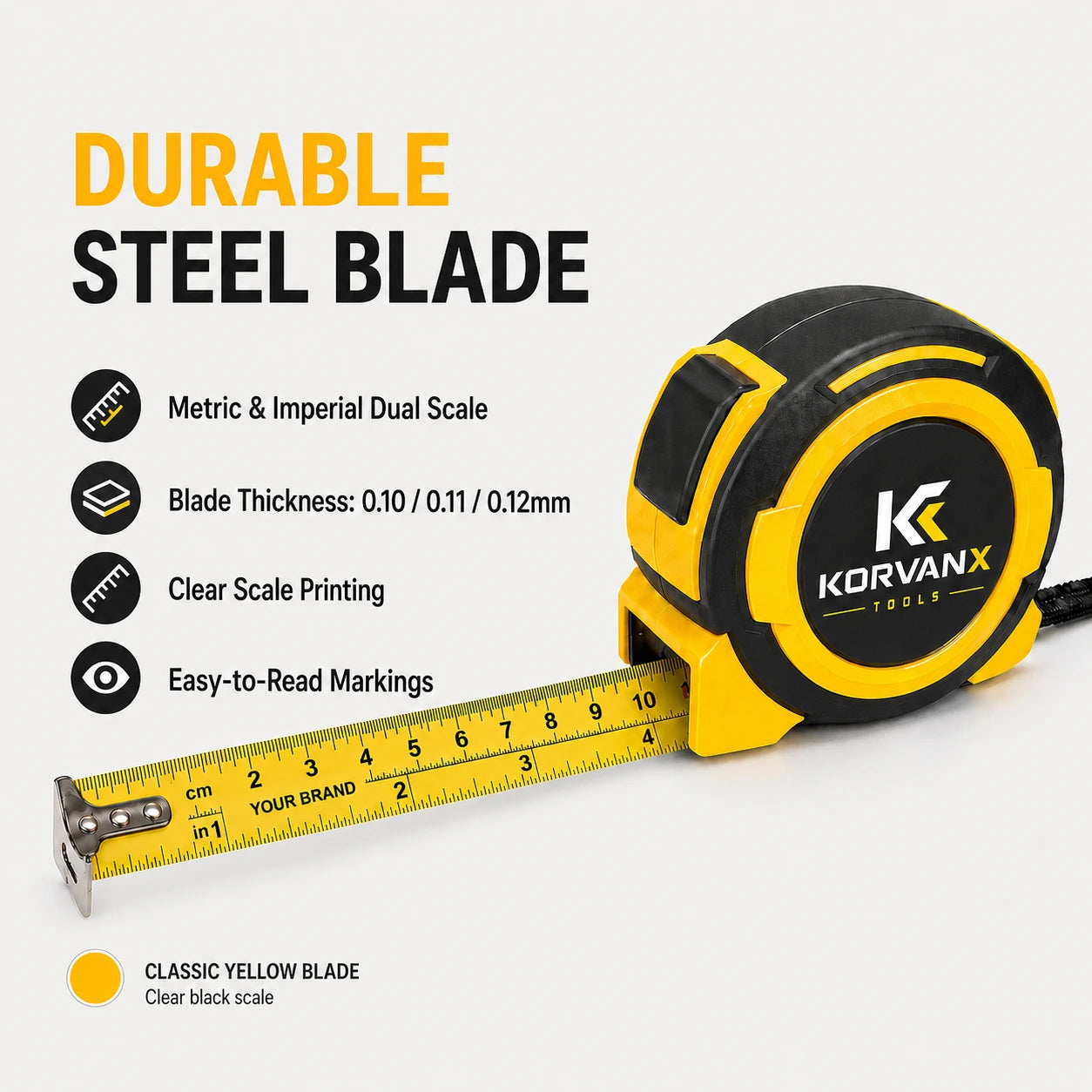 KORVANX Heavy Duty Steel Tape Measure